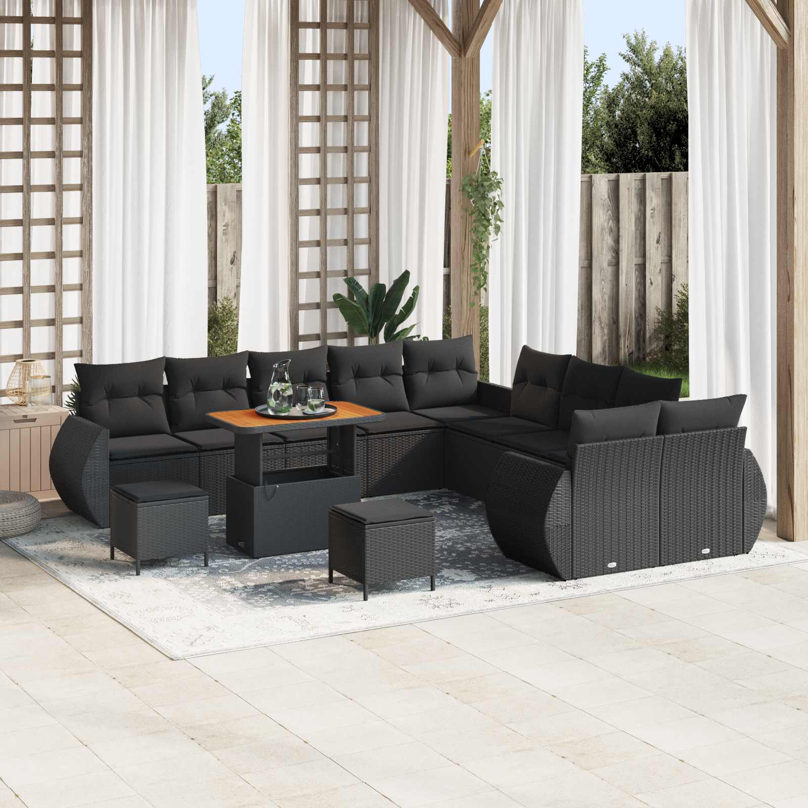 Tuin Sofa Set 13 pcs Zwart Poly rattan en gepoedercoat staal
