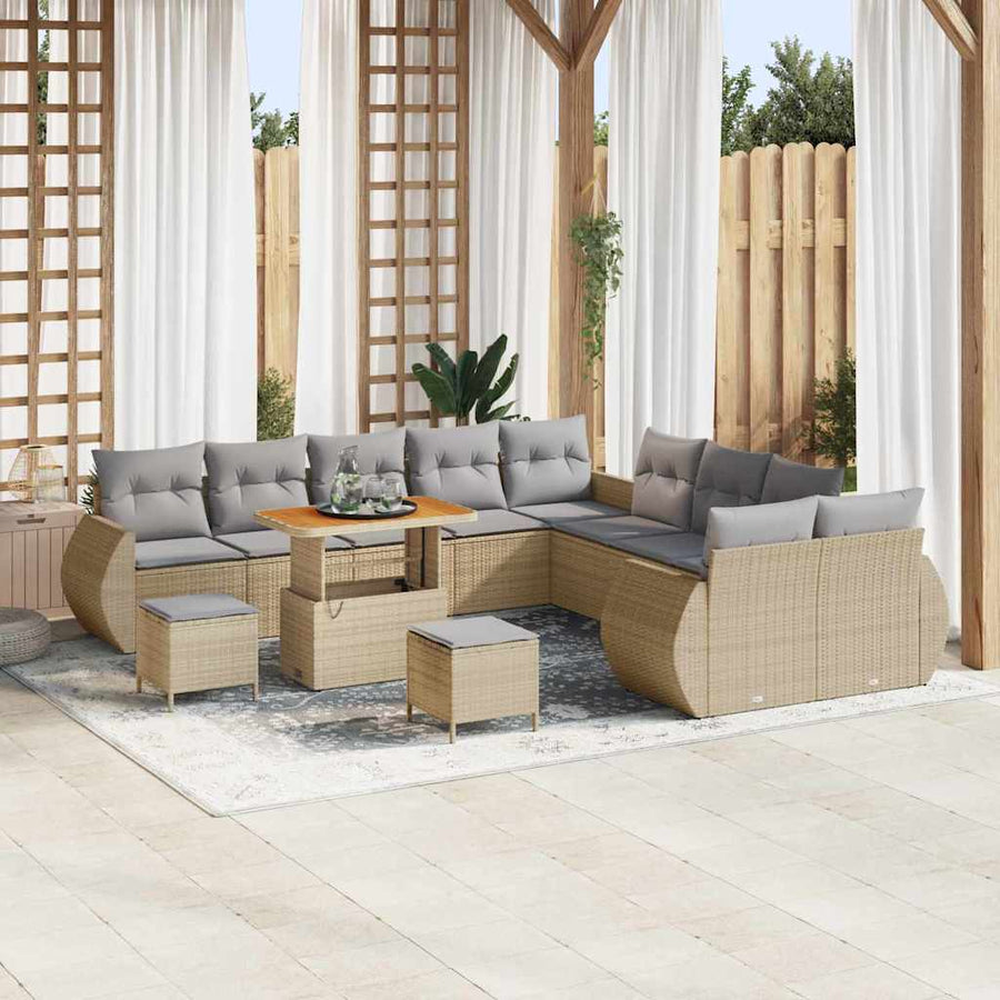 Tuin Sofa Set met kussen met opslag 13 pcs beige en lichtgrijs