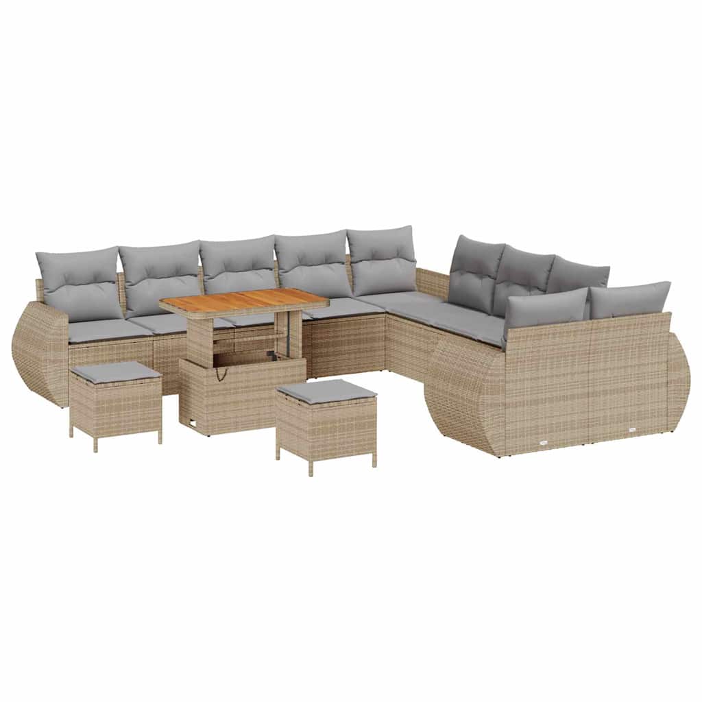 Tuin Sofa Set met kussen met opslag 13 pcs beige en lichtgrijs