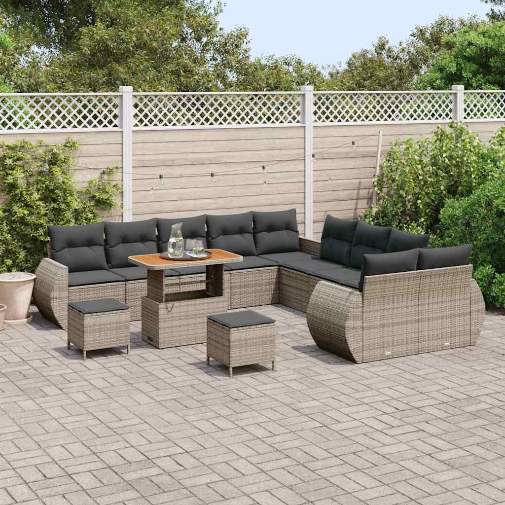 Tuin Sofa Set 13 pcs Grijs Poly rattan en gepoedercoat staal