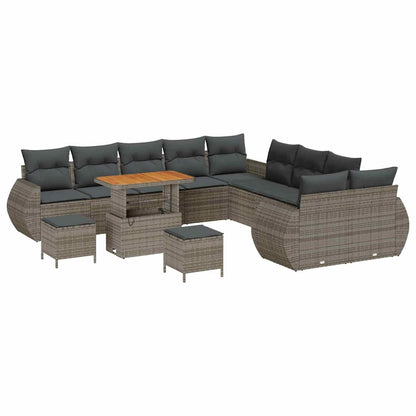 Tuin Sofa Set 13 pcs Grijs Poly rattan en gepoedercoat staal