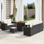 Tuinset poly rattan 221x204x85 cm zwart crème