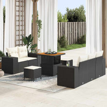 Tuin Sofa Set met kussen 8 pcs Zwart en Crème Poly Rattan