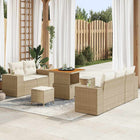 Loungeset poly rattan 221x204x85 cm beige crème