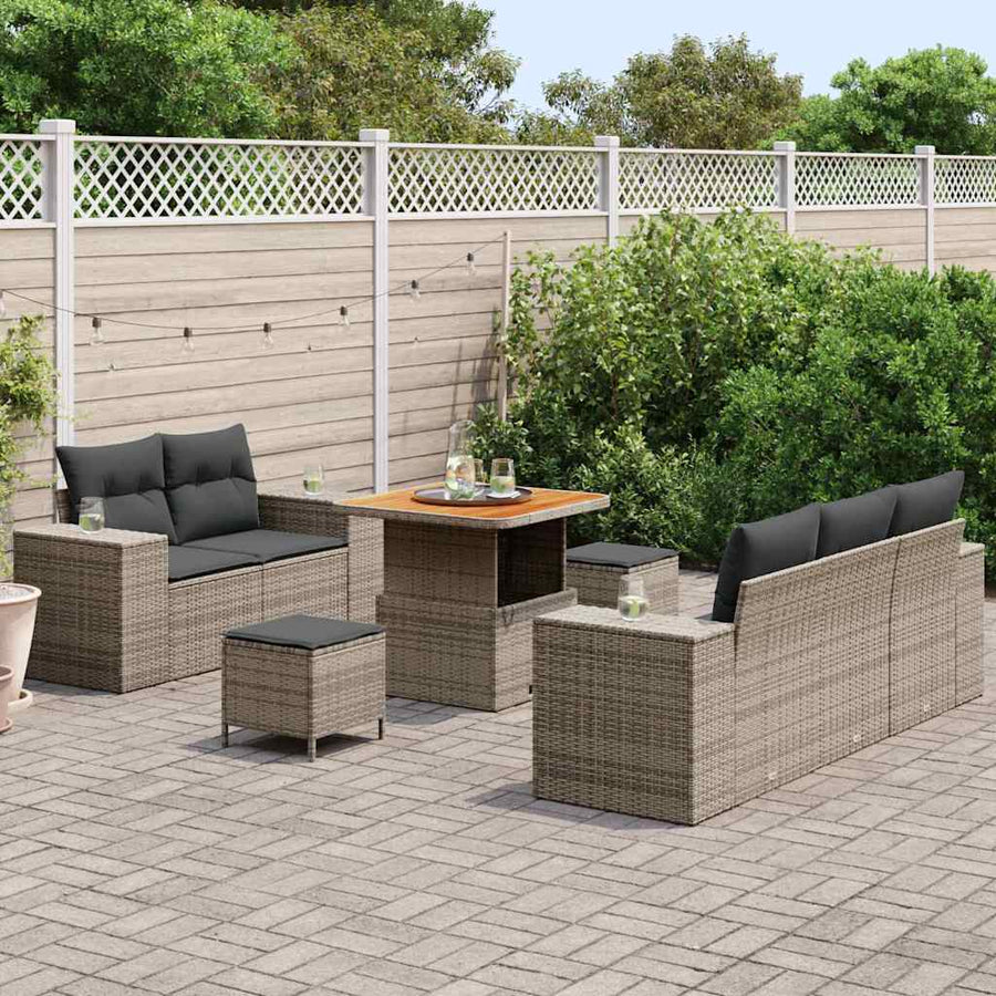 Tuin Sofa Set met kussen met opslag 8 pcs Grijs Poly Rattan