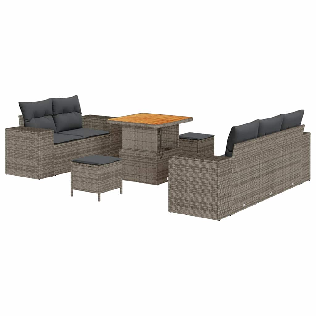 Tuin Sofa Set met kussen met opslag 8 pcs Grijs Poly Rattan