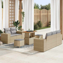 Tuin Sofa Set met kussen 8 pcs Beige en Licht Grijs Poly Rattan
