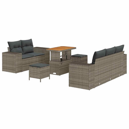 Tuin Sofa Set met kussen met opslag 8 pcs Grijs Poly Rattan