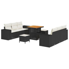 Tuin Sofa Set met kussen 9 pcs Zwart en Crème Poly Rattan