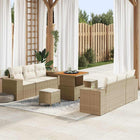 Garden Sofa Set with cushion 9 pcs Beige and Cream Poly Rattan