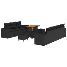 Tuin Sofa Set met kussen met opslag 10 pcs Zwart Poly Rattan