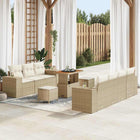 Garden Sofa Set with Cushions 10 pcs Beige and Cream Poly Rattan