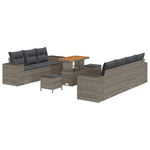 Tuin Sofa Set met kussen met opslag 10 pcs Grijs Poly Rattan