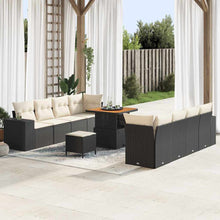 Tuin Sofa Set met kussen 11 pcs Zwart en Crème poly rattan