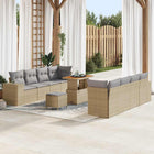 Garden Sofa Set 11 pcs Beige and Light Grey poly rattan