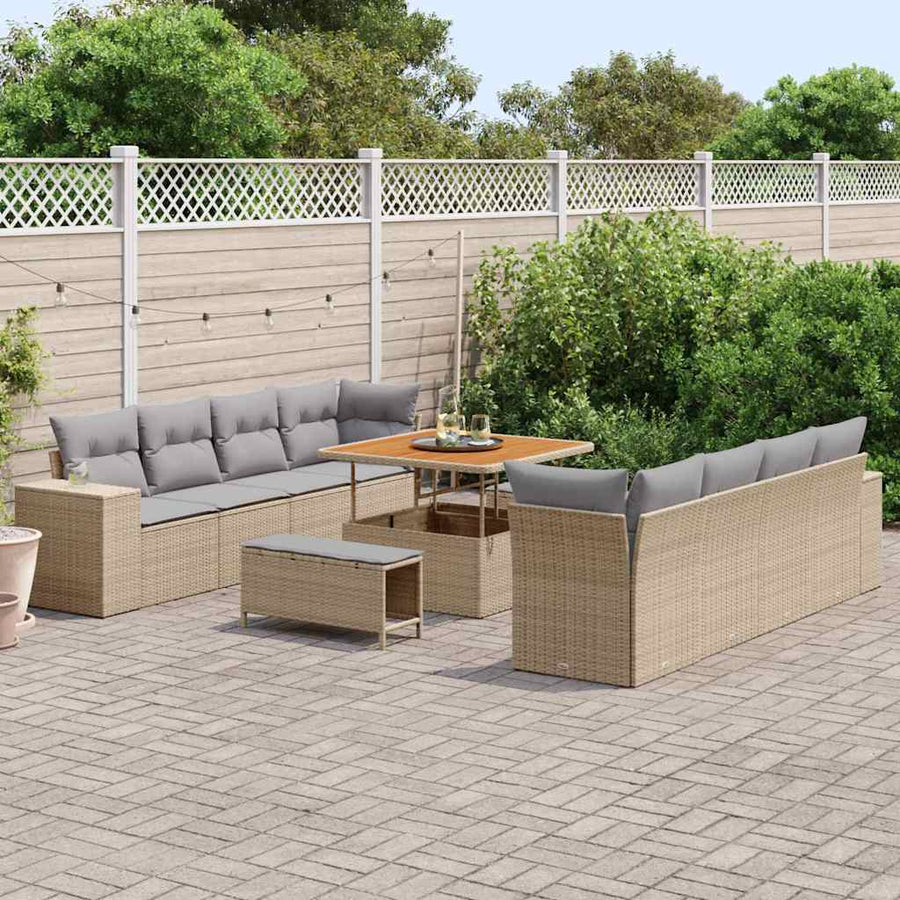 Tuin Sofa Set 11 pcs Beige en Licht Grijs poly rattan