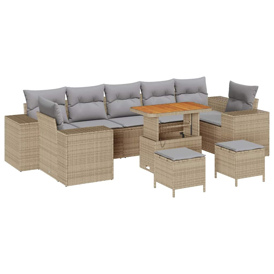Tuin Sofa Set met kussen met opslag 10 pcs Beige en Licht Grijs