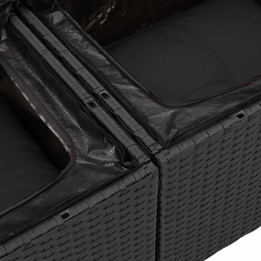 Tuin Sofa Set met kussen met opslag met kussen 8 pcs Zwart