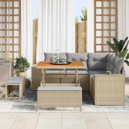 Tuin Sofa Set met kussen met opslag 8 pcs Beige en Licht Grijs