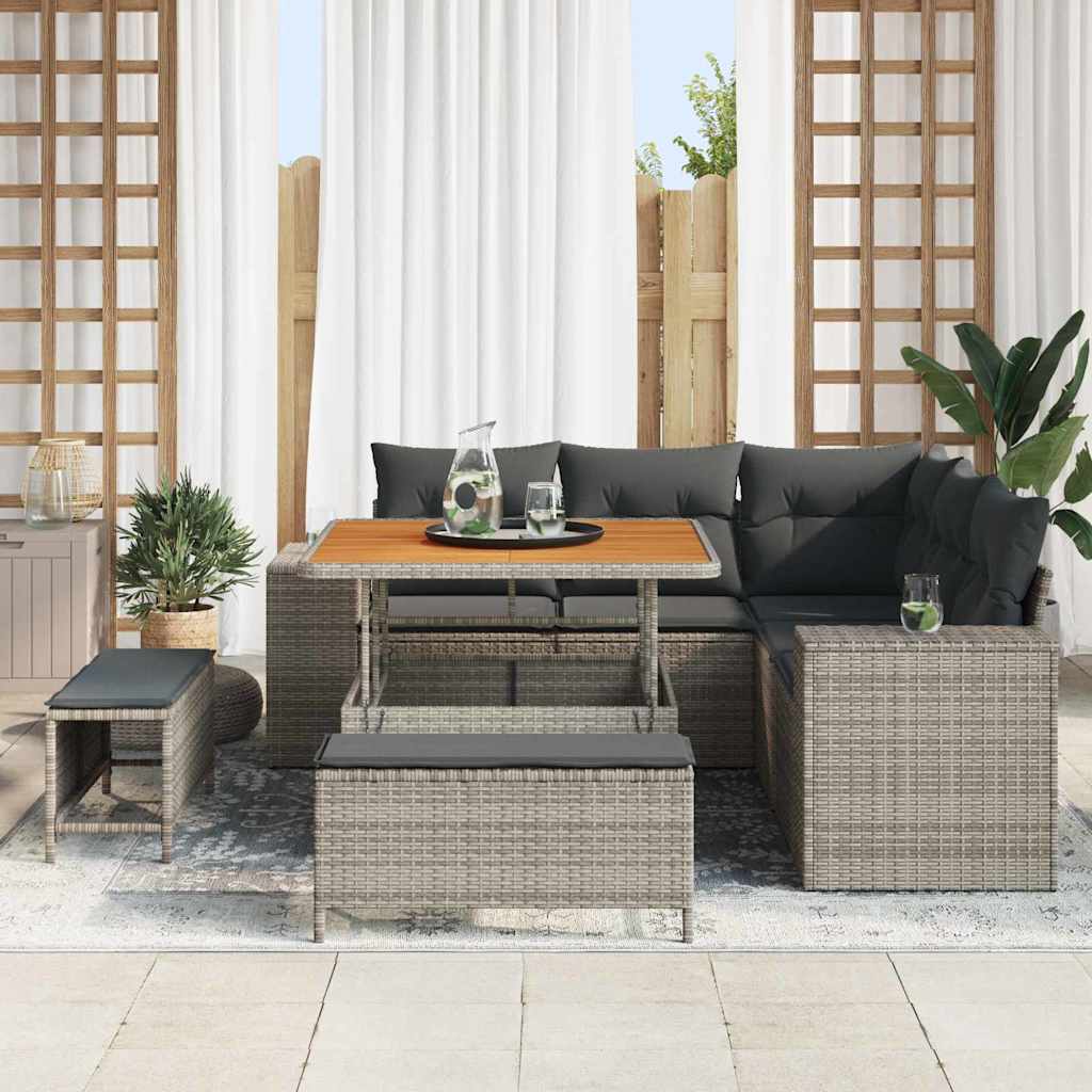 Tuin Sofa Set met kussen met opslag met kussen 8 pcs Grijs
