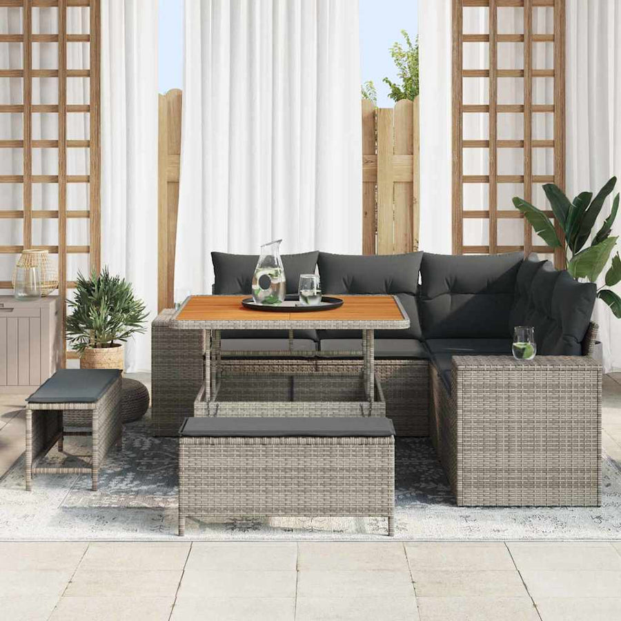Tuin Sofa Set met kussen met opslag met kussen 8 pcs Grijs