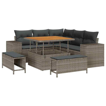 Tuin Sofa Set met kussen met opslag met kussen 8 pcs Grijs