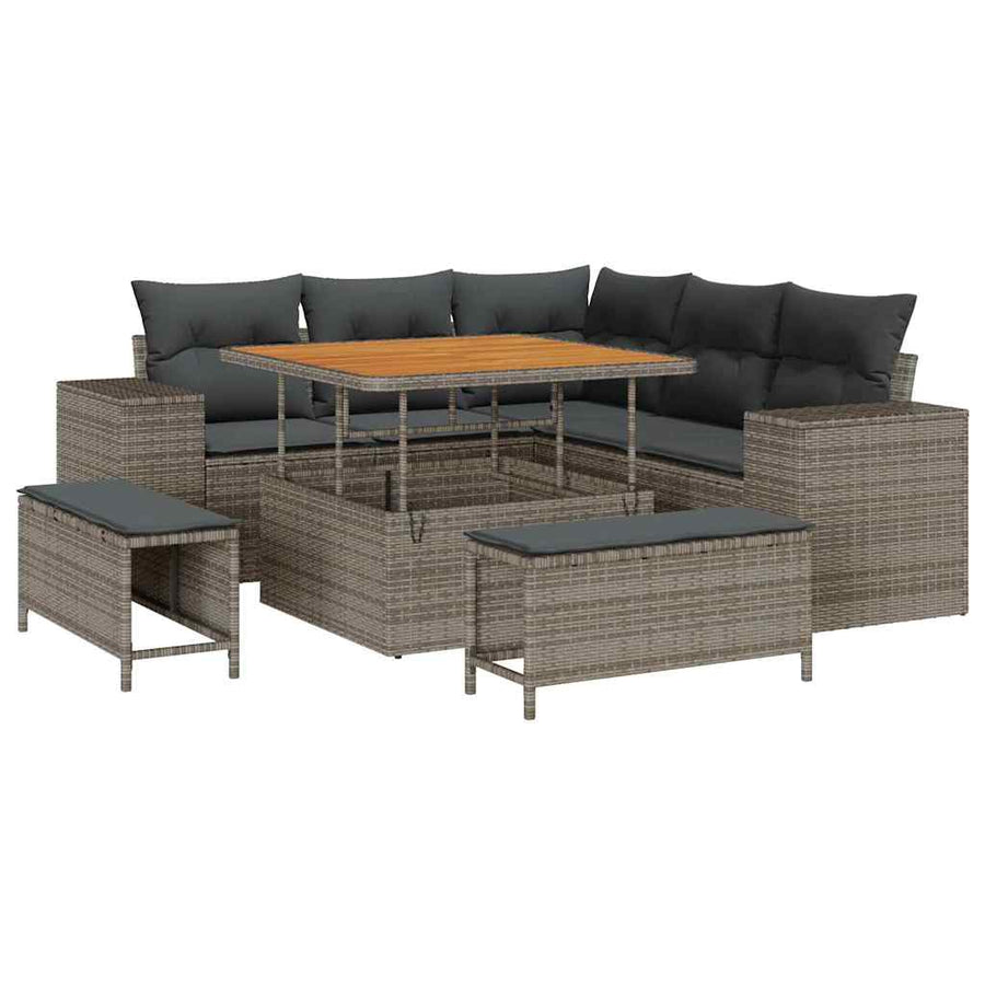Tuin Sofa Set met kussen met opslag met kussen 8 pcs Grijs