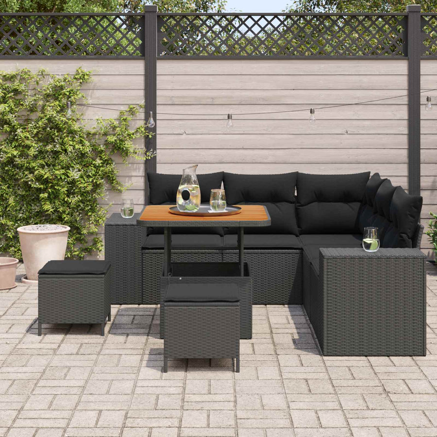 Tuin Sofa Set met kussen met opslag met kussen 8 pcs Zwart