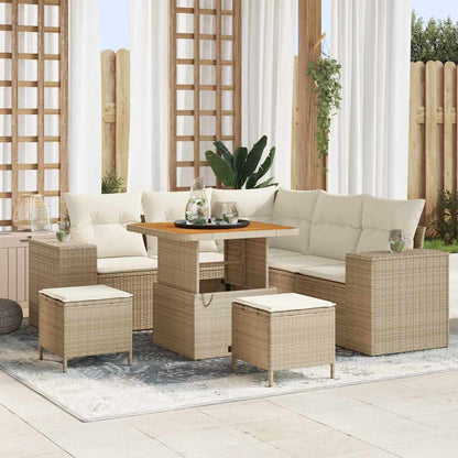 Tuin Sofa Set met kussen met opslag 8 pcs Beige en Crème