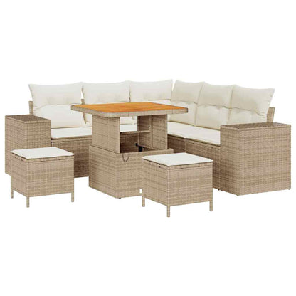 Tuin Sofa Set met kussen met opslag 8 pcs Beige en Crème