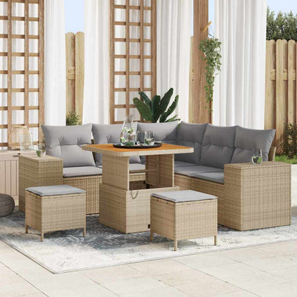 Tuin Sofa Set met kussen met opslag 8 pcs Beige en Licht Grijs