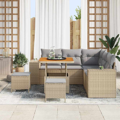 Tuin Sofa Set met kussen met opslag 8 pcs Beige en Licht Grijs