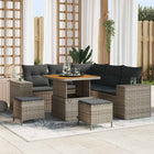 Tuin loungebank set 8-delig poly rattan acaciahout grijs