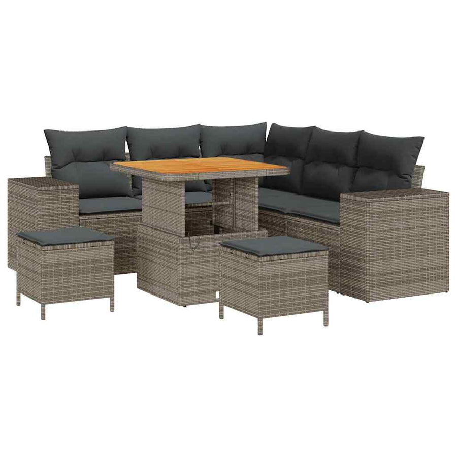 Tuin Sofa Set met kussen met opslag met kussen 8 pcs Grijs