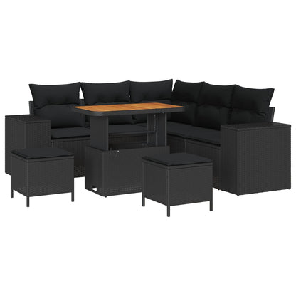 Tuin Sofa Set met kussen met opslag met kussen 8 pcs Zwart