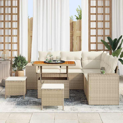 Tuin Sofa Set met kussen met opslag 8 pcs Beige en Crème