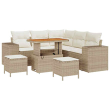Tuin Sofa Set met kussen met opslag 8 pcs Beige en Crème