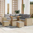 Outdoor Sofa Set with Cushions and Storage 8 pcs Beige and Light Grey