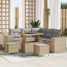 Tuin Sofa Set met kussen met opslag 8 pcs Beige en Licht Grijs