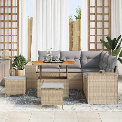 Tuin Sofa Set met kussen met opslag 8 pcs Beige en Licht Grijs