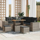 Tuin loungeset 8-delig poly rattan acaciahout grijs