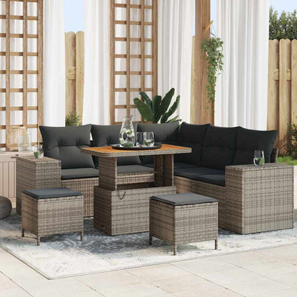Tuin Sofa Set met kussen met opslag met kussen 8 pcs Grijs