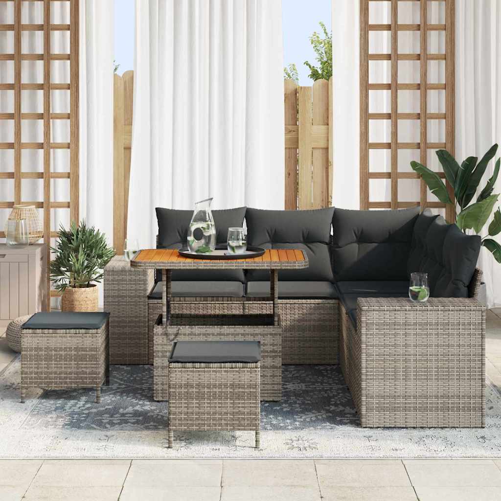 Tuin Sofa Set met kussen met opslag met kussen 8 pcs Grijs