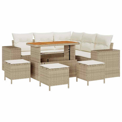 Tuin Sofa Set met kussen met opslag 9 pcs Beige en Crème