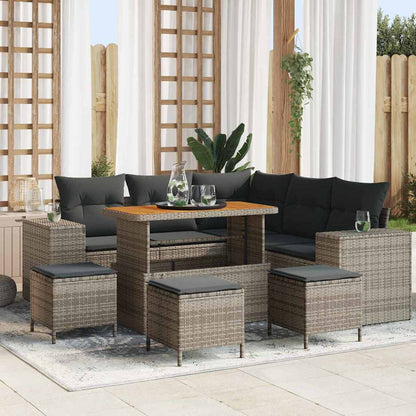 Tuin Sofa Set met kussen met opslag met kussen 9 pcs Grijs