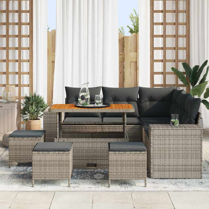 Tuin Sofa Set met kussen met opslag met kussen 9 pcs Grijs