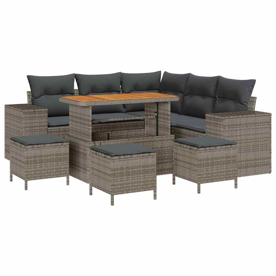 Tuin Sofa Set met kussen met opslag met kussen 9 pcs Grijs