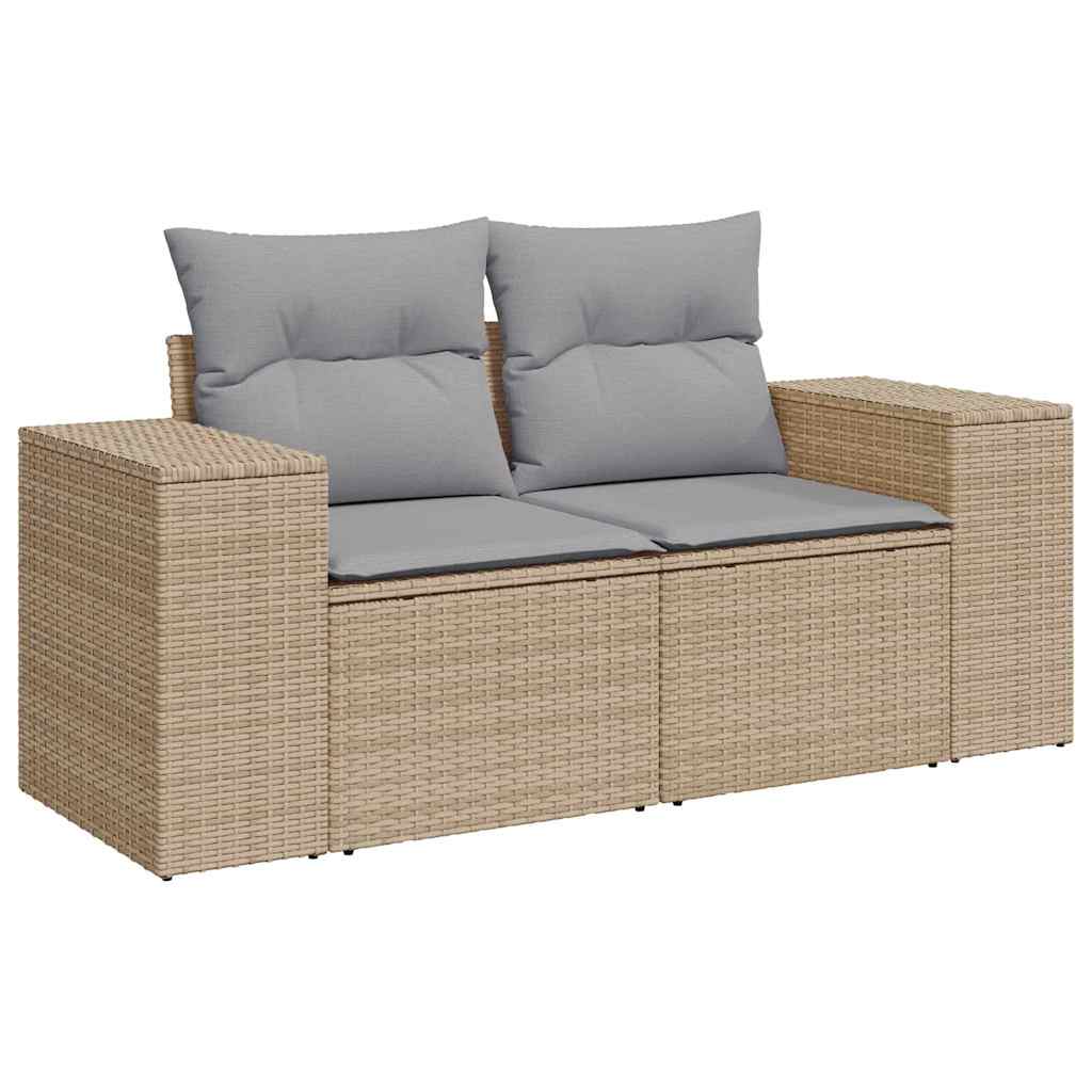 Tuin Sofa Set Met Kussen 9 Pcs En Licht Grijs Poly Rattan 80 cm tafellengte Beige Lichtgrijs