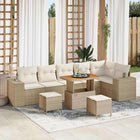 Garden Sofa Set with Cushion and Storage 9 pcs Beige and Cream