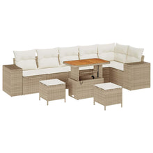 Tuin Sofa Set met kussen met opslag 9 pcs Beige en Crème